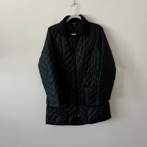 Athleta Jacket Womens Small Black Quilted Mendocino Coat Full Zip Outdoor Winter - Picture 1 of 12